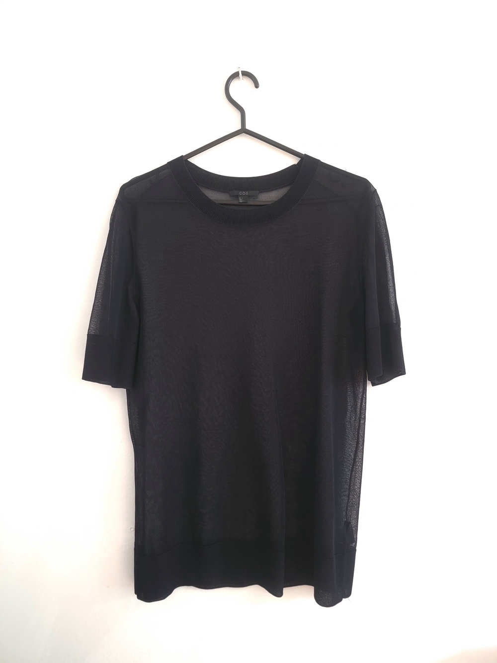 COS Black Sheer Short Sleeve Mesh Tee